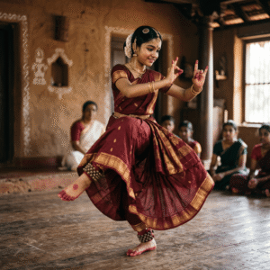 Bharatanatyam dance girl performing