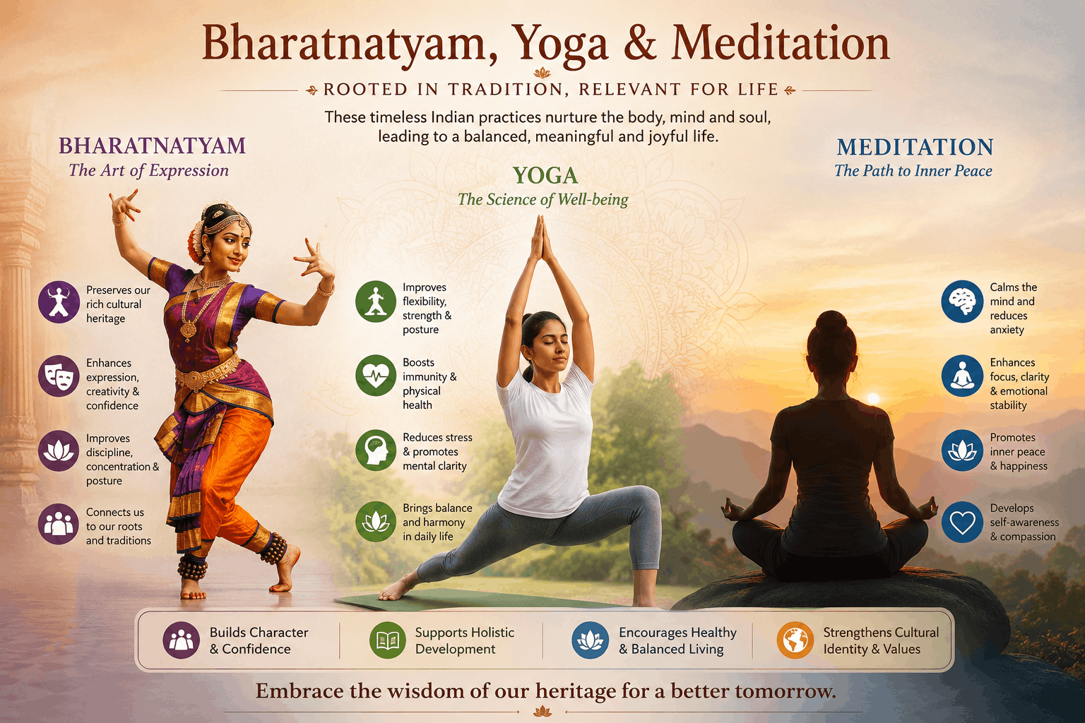 Importance of Natya, Yoga and Meditation